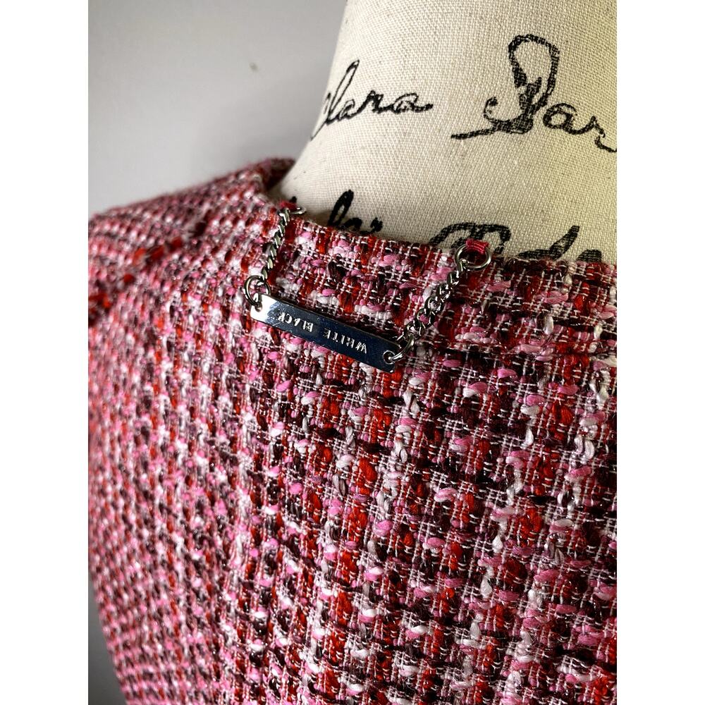 WHITE HOUSE BLACK Tweed Blazer Jacket Women’s 14 Red Pink Woven Preppy EUC - Picture 9 of 16